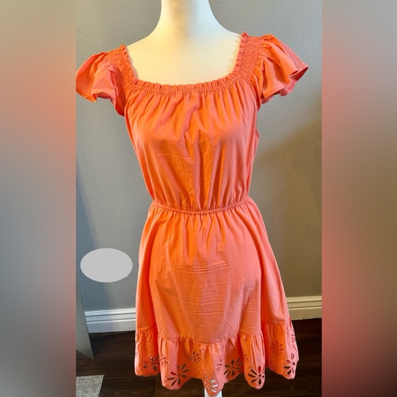 Time and Tru Square Neck Eyelet Trim Mini Dress Size Large - Picture 2 of 6